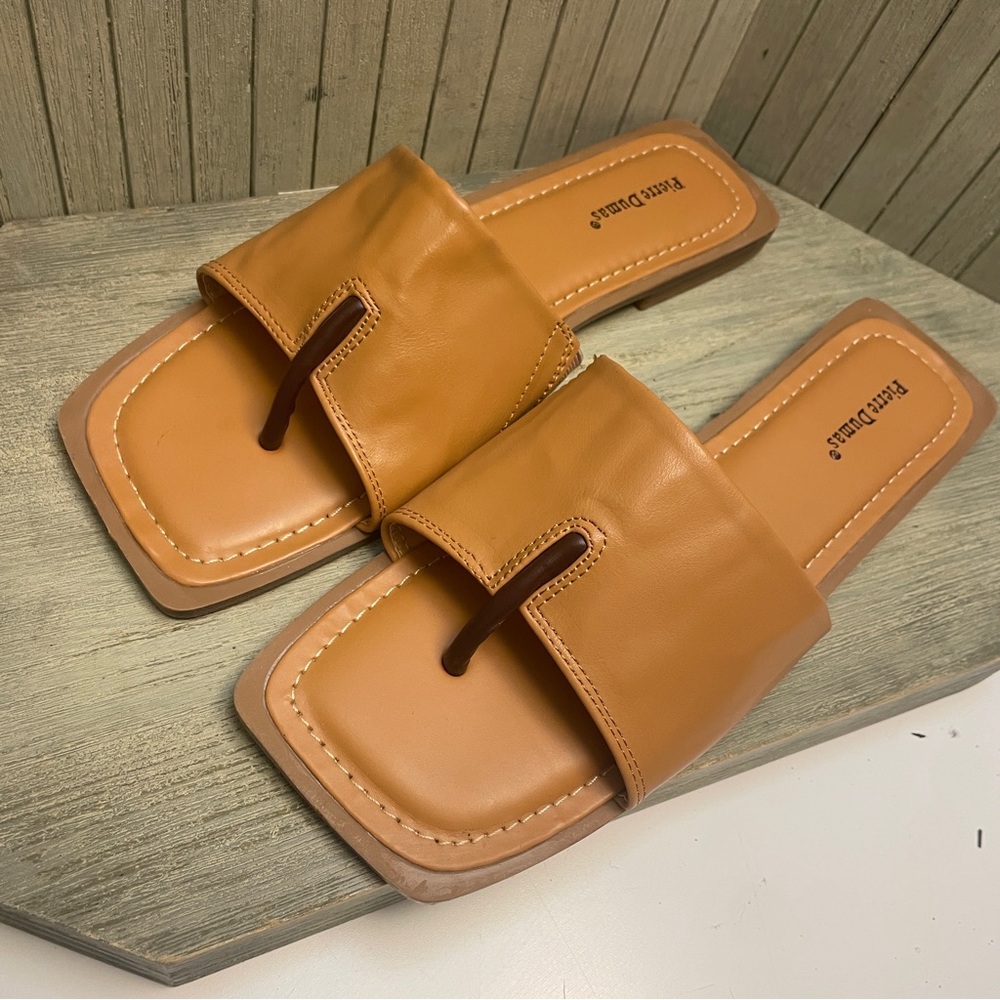 Pierre Dumas Tan Slide Sandals - Picture 4 of 9